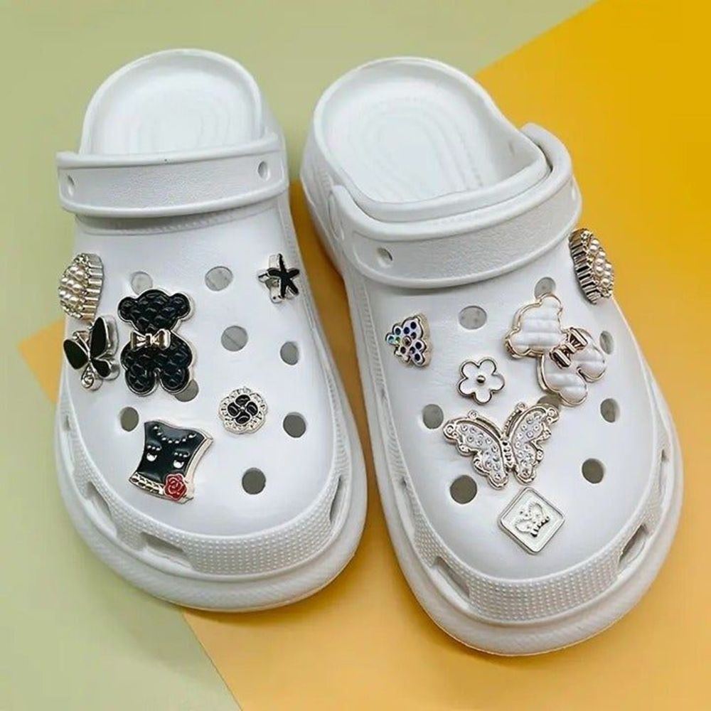 *NEW-12pcs* Bear & Butterfly Bling Pearl Rhinestone Shoe Charms for Your Crocs